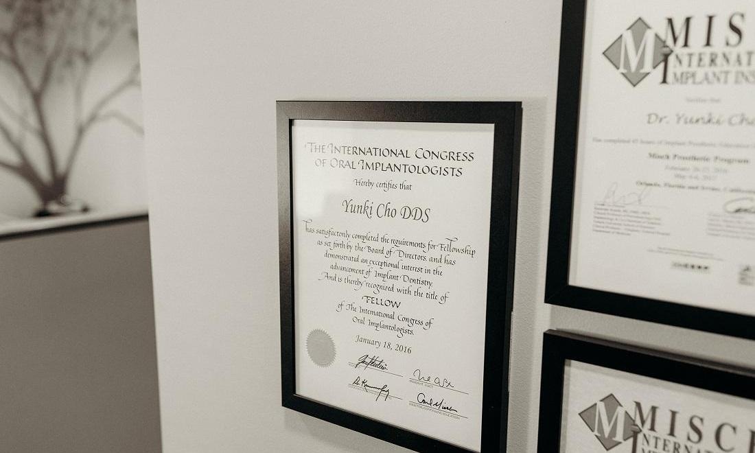 Certifications for Dr. Cho